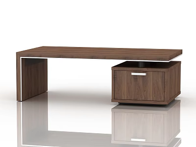 Public Office Area With Modern Wooden Desk And Functional Drawer Cabinet 3d model