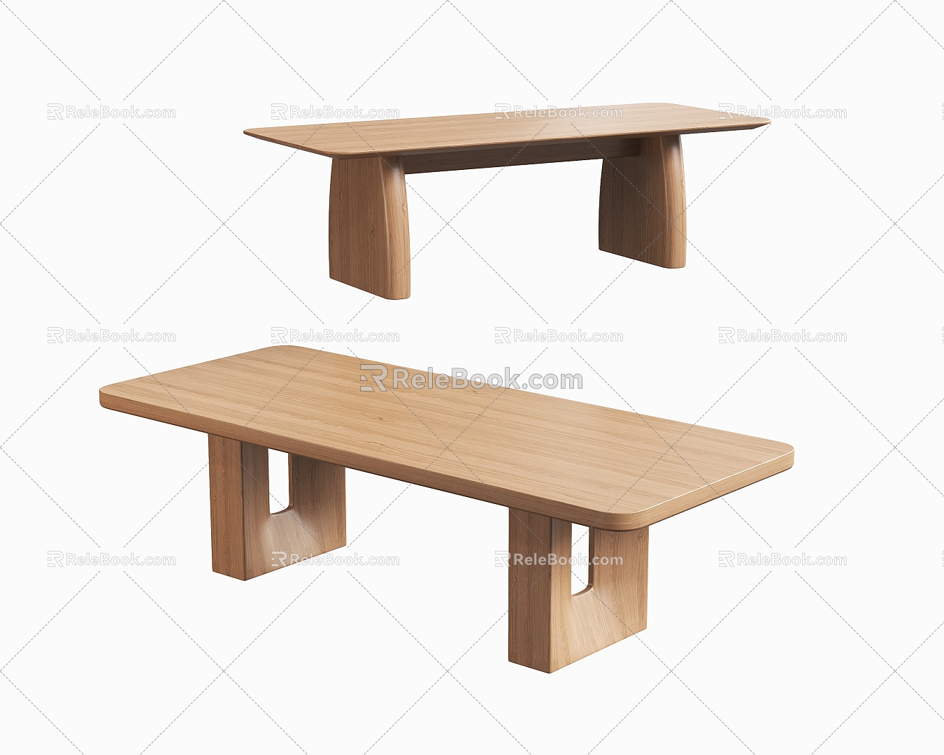 Modern Log Dining Table 3d model