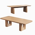 Modern Log Dining Table 3d model