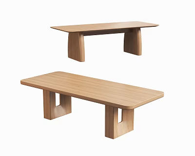 Modern Minimalist Wooden Dining Tables With Unique Open Leg Design And Simple Style 3d model