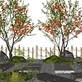 Bluestone Landscape Ting Step Apple Tree Garden Tree Landscape Tree Micro Terrain 3d model