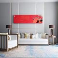 New Chinese Style Combination Sofa Sofa Coffee Table Combination 3d model