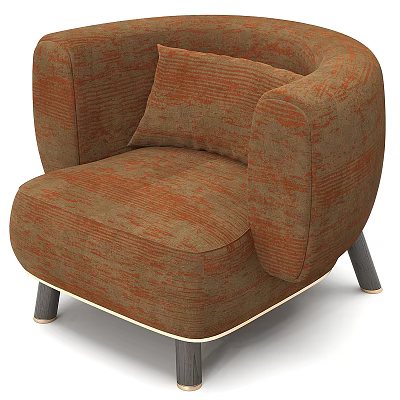 Orange Single Seater Sofa with Textured Fabric Armrests and Gray Legs Modern Design 3d model
