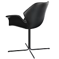 Modern Black Leather Chair With Metal Base For Table Chair Set Combination