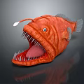 Red Deep Sea Fish With Large Mouth Sharp Teeth And Bioluminescent Lure