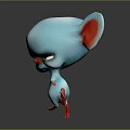 3D Mouse Character With Light Blue Body Red Ears Tail Nose And Cool Expression