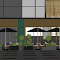 Borough 1895 Restaurant Outdoor Dining Area With Black Umbrellas Green Plants Tables And Chairs