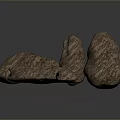 Natural Stone And Wood Texture Pieces Arranged On Dark Background