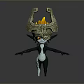 3D Fantasy Character With Stone Headdress Flaming Top And Blue Glowing Body