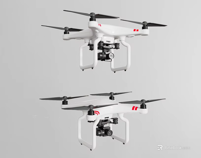 Smart Drones With Camera And Four Rotors For Aerial Photography And Video 3d model 