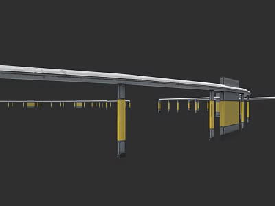 Railings With Yellow Posts White Top And Modern Design For Architectural Structure 3d model