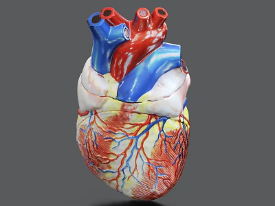 Human Heart Anatomical Model With Red And Blue Blood Vessels And Detailed Structure 3d model