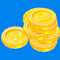 Shiny Gold Coins Stacked On Blue Background With Round Shape Design