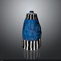 Blue And Black White Striped Knitted Hat With Stylish Design For Fashionable Look