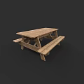 Natural Wood Outdoor Picnic Table With Attached Benches For Garden Use