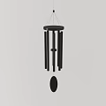Black Modern Wind Chime With Vertical Bars And Circular Pendant Decorative Hanging Ornament