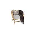 Natural Style Wicker Single Sofa With White Cushion Dark Blanket And Decorative Pillow