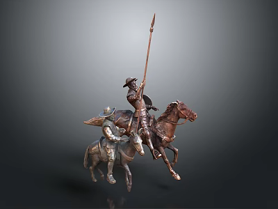 Armored Medieval Man On Horseback With Spear In Dynamic Action Pose 3d model