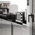 Elegant Modern Kitchen Interior Featuring Stainless Steel Cabinets And Appliances