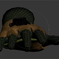 Character With Biomechanical Reptilian Scaled Glove Featuring Weapon Mechanism