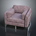 Modern Light Purple Upholstered Armchair With Padded Armrests And Metal Frame Legs