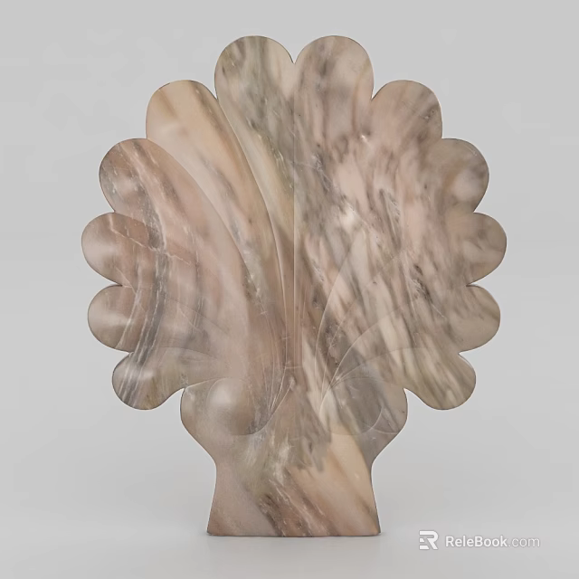 Carved Marble Decor With Floral Leaf Shapes 3d model