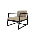 Modern Leisure Chair with Black Metal Frame Beige Cushion and Comfortable Design