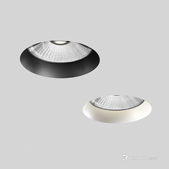 Modern Black And White Downlights And Spotlights With Sleek Ceiling Design 3d model 