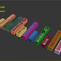 Different Colored Rectangular Building Blocks Arranged In Row On Dark Surface