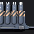 Industrial Equipment With Four Cylindrical Tubes Yellow Black Stripes Wheels And Long Handle