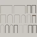 Modern Geometric Metal Frame Decorations Arranged On Wall With Various Shapes And Sizes
