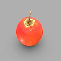 Single Fresh Red Pear Shaped Vegetable with Small Stem on Grey Background 3d model