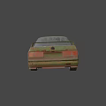 Rusty Green Old Car Exterior With Weathered Body And Vintage Design