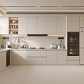Modern Kitchen Interior With White Cabinets Integrated Appliances And Island Counter