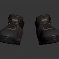 Dark Brown High Top Shoes With Black Toe Cap And Orange Accent Laces