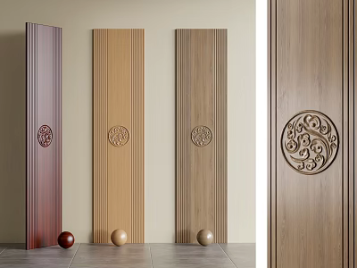 Traditional Interior Wall Panels With Circular Carvings In Different Finishes 3d model