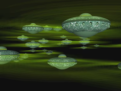 Flying Birds With Colorful Feathers Flying Over Green Grassland And Blue Sky 3d model