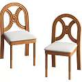 Elegant Wooden Single Chair with Curved Spiral Backrest and White Padded Seat