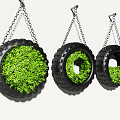 Modern plant hanging tire green plant wall green plant 3d model