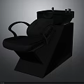 Black Leather Barber Chair With Built In Shampoo Basin And Comfortable Armrests