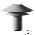 Beige Modern Table Lamp With Two Tiered Shade And Cylindrical Base