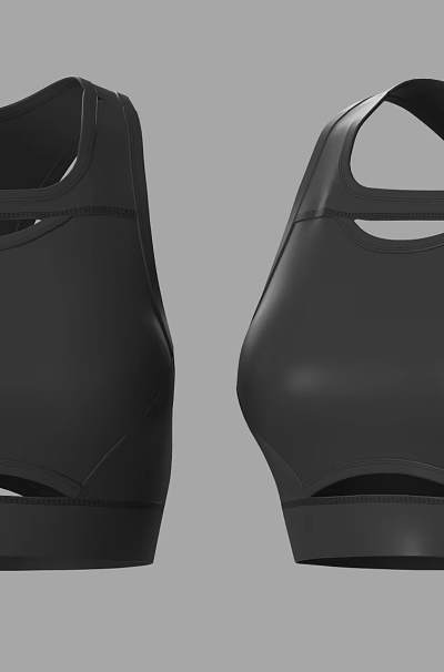 Black Sports Bra Stylish Design Featuring Front and Back View 3d model
