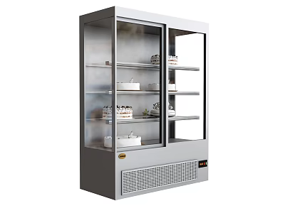 Kitchen Glass Door Refrigerator With Double Doors Multiple Shelves And Stored Items 3d model