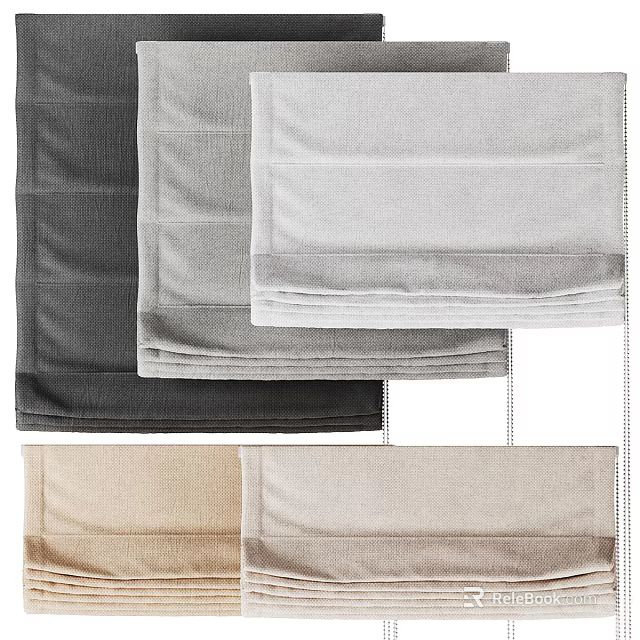 Various Colored Roman Shades For Home Decoration 3d model 