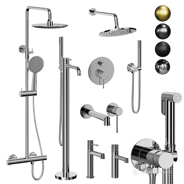 Modern Chrome Shower System With Rainfall Head Handheld Sprayer And Controls 3d model