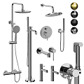 Modern Chrome Shower System With Rainfall Head Handheld Sprayer And Controls 3d model