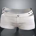 White Casual Shorts With Stylish Belt And Button Closure Design 3d model