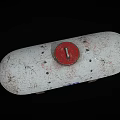 Rusty White Storage Tank With Blue MB Logo Red Number 1 And Base Stands