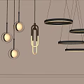 Elegant Modern Pendant Lights With Various Gold Black Circular Ring Hook Shaped Designs 3d model