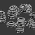 Various Stacked and Single Car Tires Arranged in Different Positions with Rubber Texture